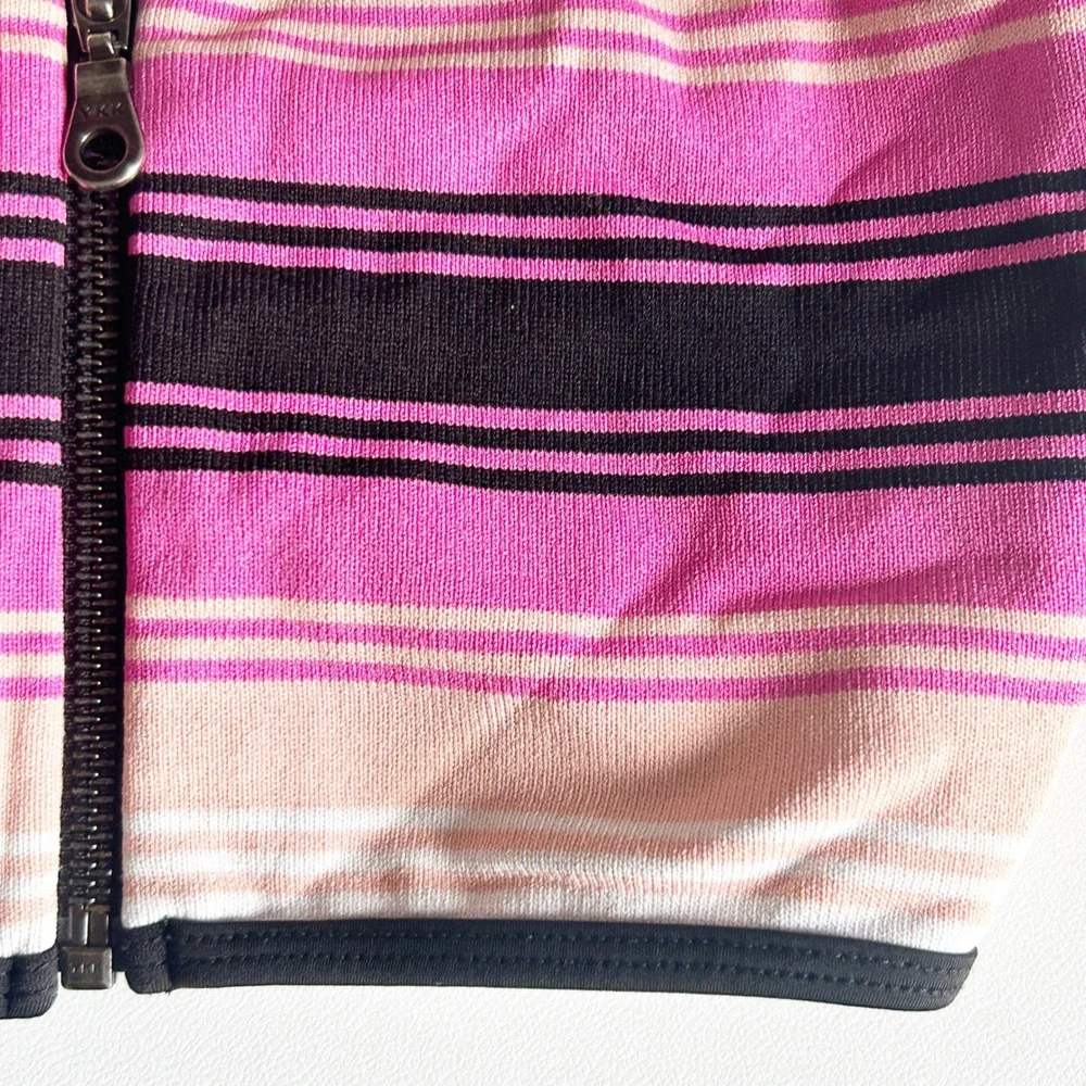 Lovers + Friends Revolve Zip Front‎ Melody Knit Bikini Swim Top Desert Stripe - Picture 3 of 5